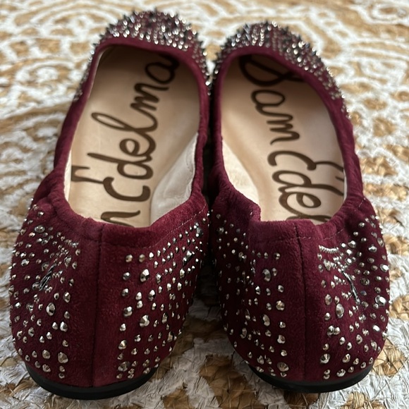 Sam Edelman studded & spiked burgundy suede flats size 9-9.5 - Picture 4 of 5